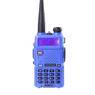 Рация Baofeng UV-5R синяя, диапазоны VHF/UHF, 17см антенна, гарнитура. 