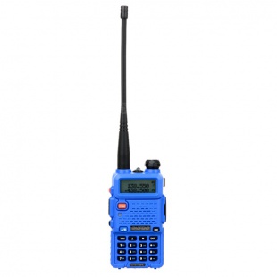 Рация Baofeng UV-5R синяя, диапазоны VHF/UHF, 17см антенна, гарнитура. 