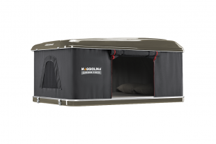 Палатка на крышу автомобиля AUTOHOME MAGGIOLINA CARBON FIBER SMALL, тент серый, лестница 215 мм ( MCF/01 ) 